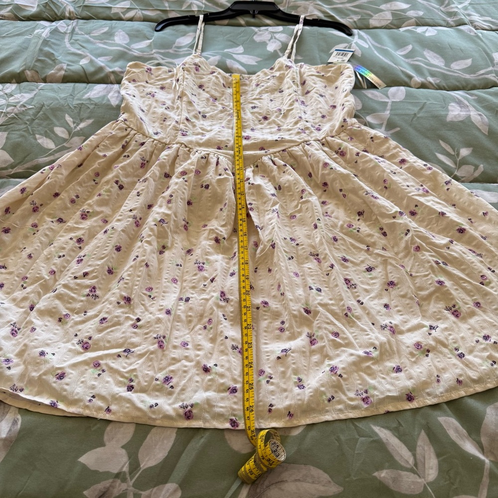 Floral Mini Dress in Cream and Purple